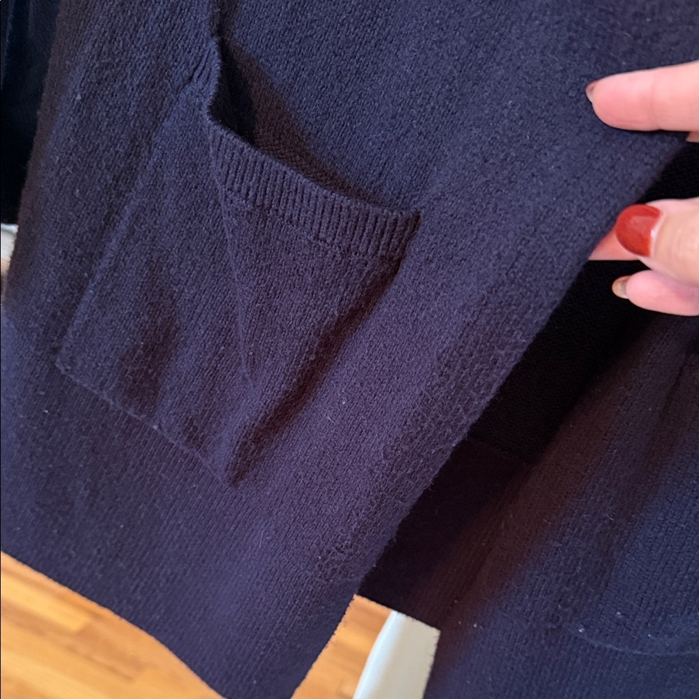 🔶️5 for $30🔶️ Ann Taylor Womens Navy Blue Open Front Duster Cardigan Sweater XS - Picture 4 of 6